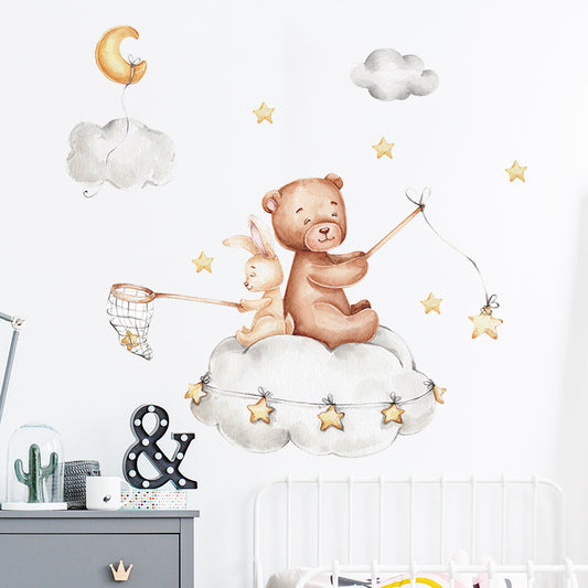 Sleepy Teddy Bear & Bunny Wall Sticker